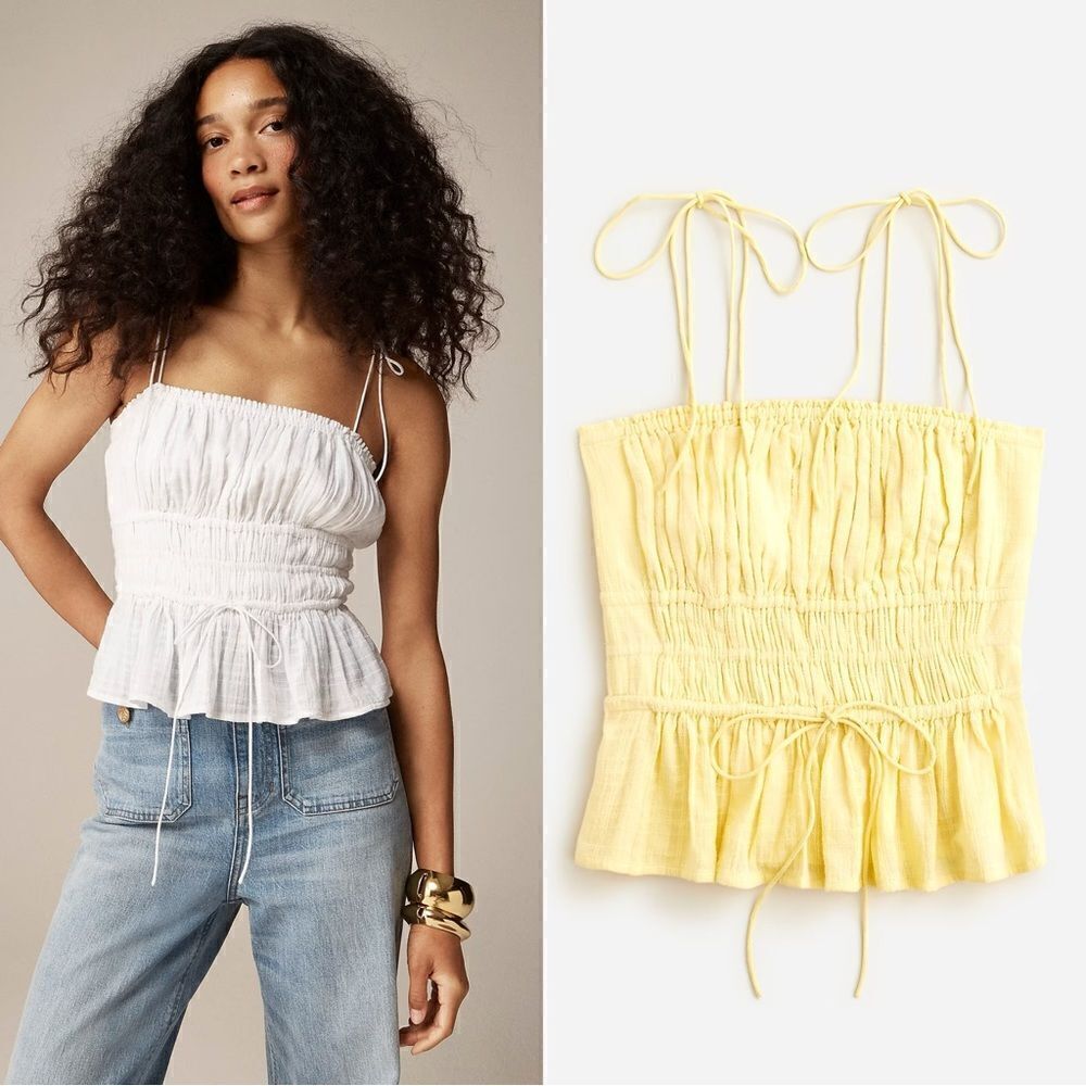 NWT J CREW Clio top in textured gauze in lemon yellow